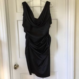 David’s Bridal Satin Black Dress Prom Bridesmaid